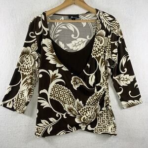Vintage Womens Paisley Floral Wrap Top‎ Sz Y2K Going Out Stretch USA Made